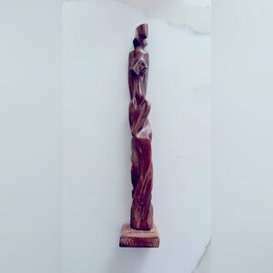 Abstract Brown Wooden Sculpture (Cuba) - 11in tall